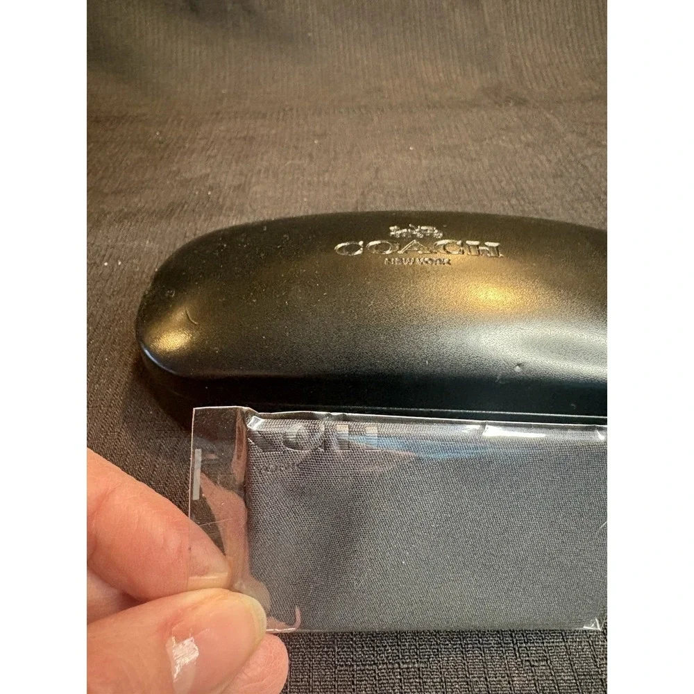 Coach Clam Shell Eye Glasses Black Hard Case & New Cleaning Wipe